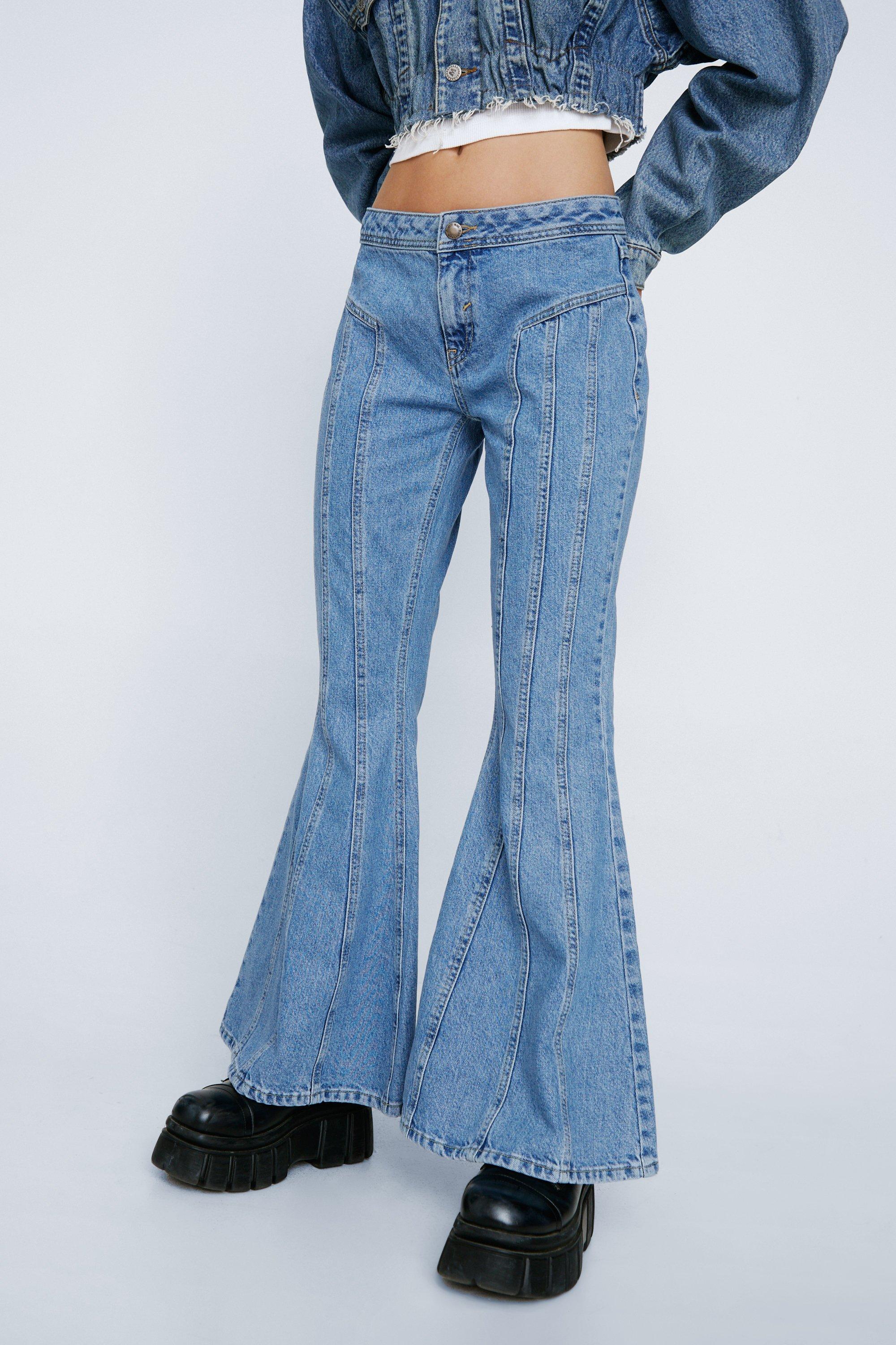 Mid rise clearance flare leg jeans